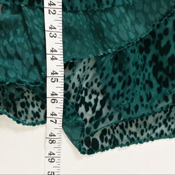 A.L.C. Kamari Leopard Burnout Velvet Ruffle Silk Blend Midi Dress Green Size 0 - Picture 8 of 8
